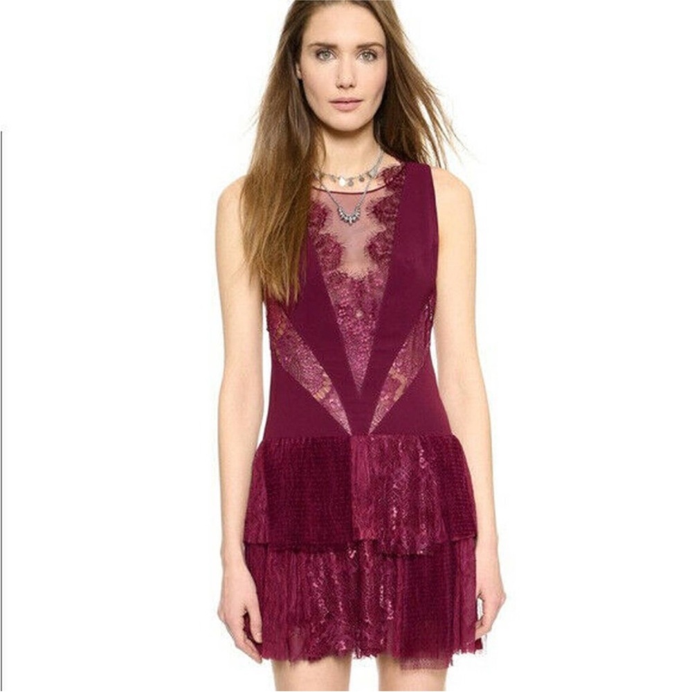 Free People Rich Berry/ Burgundy Lace Dress size 10